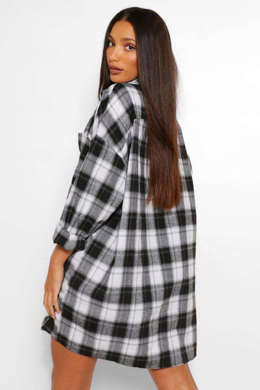 Tall Oversized Flannel Shirt Dress | boohoo