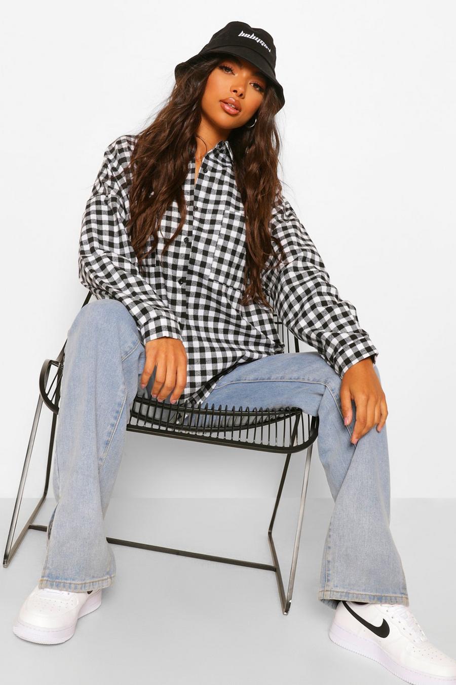 Black Tall Extreme Oversized Check Shirt image number 1