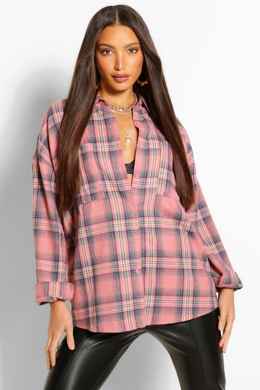 Rose Tall Oversized Check Shirt image number 1