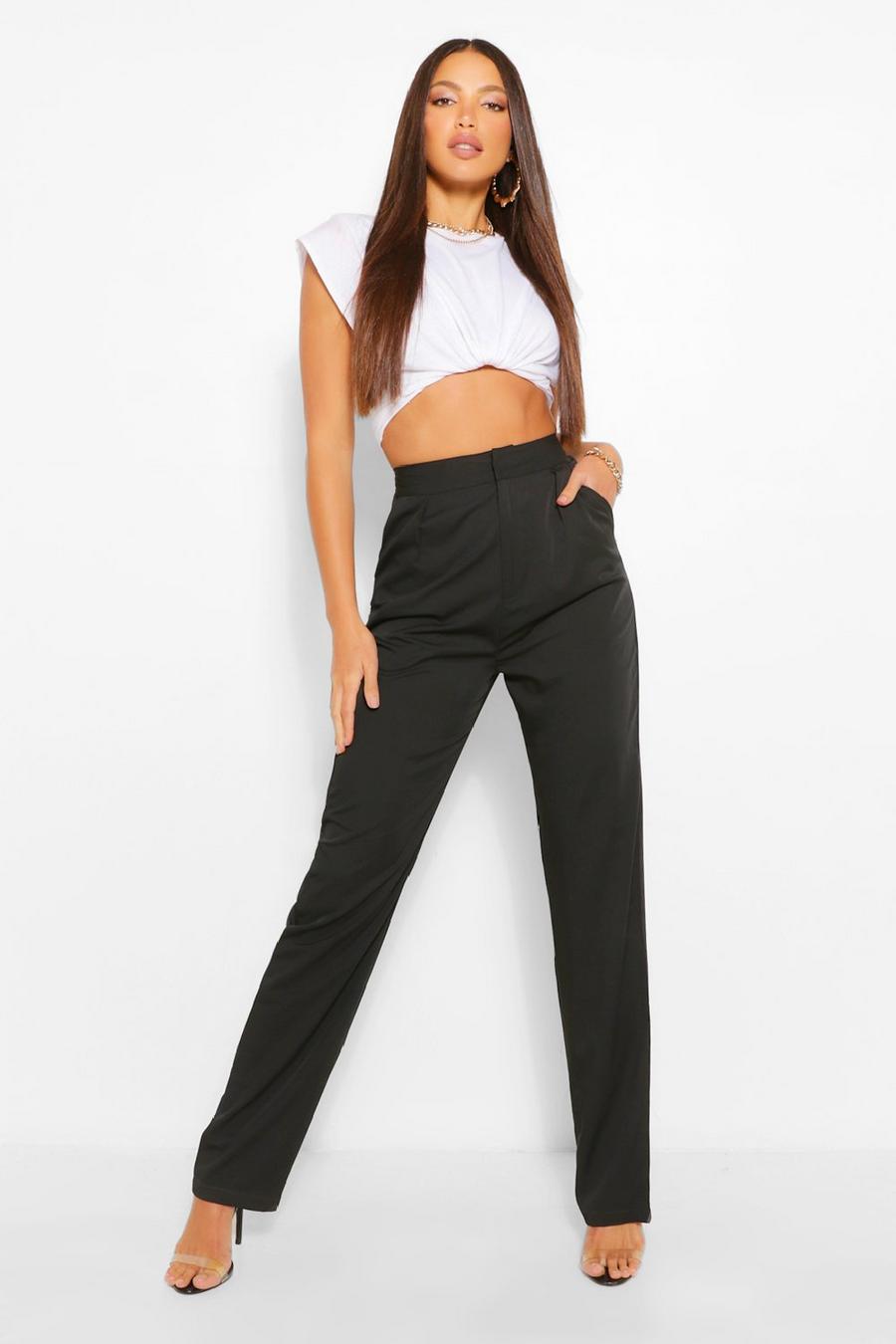 Black Tall Tailored High Waist Woven Pants image number 1