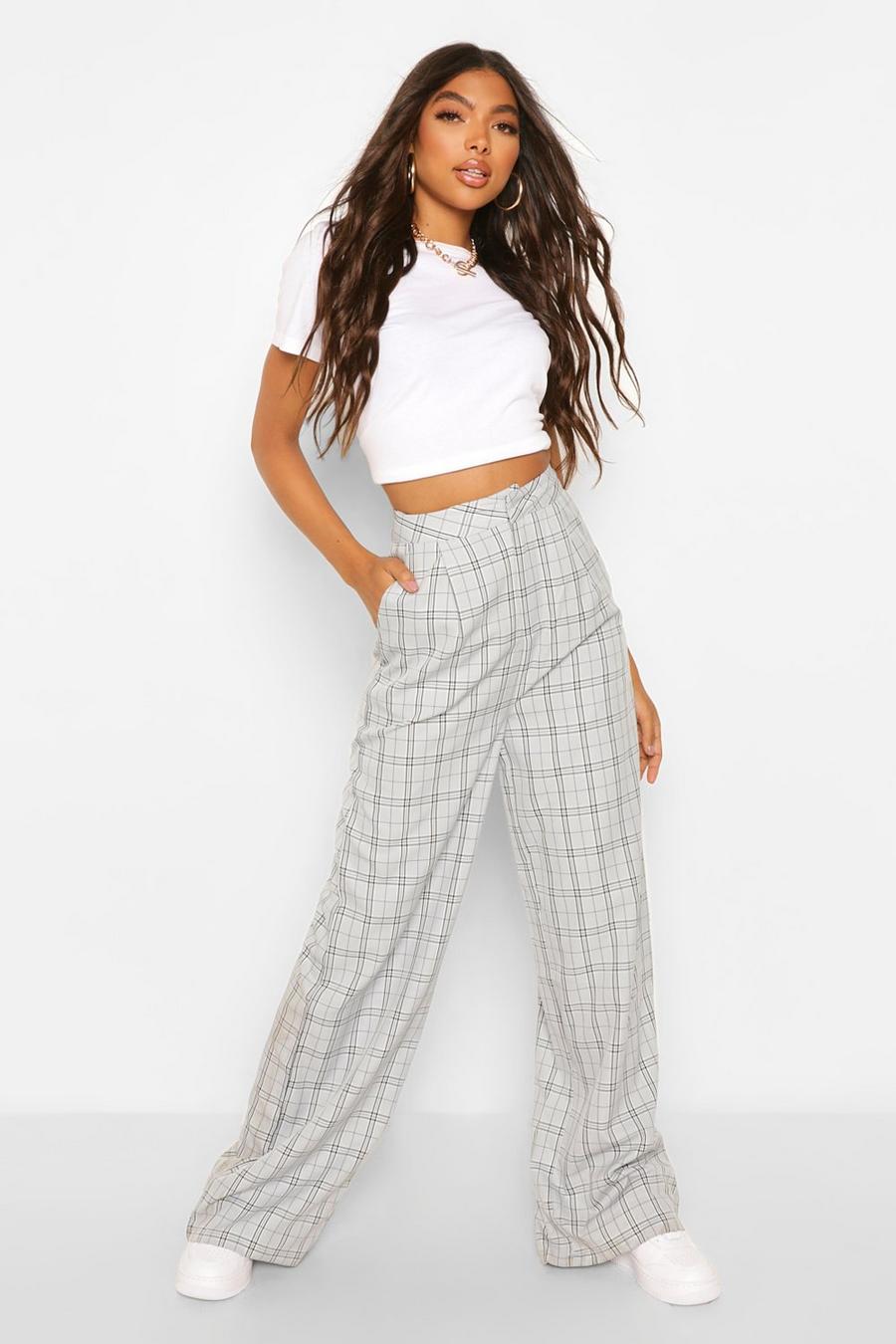 Tall Check Woven Wide Leg Pants image number 1