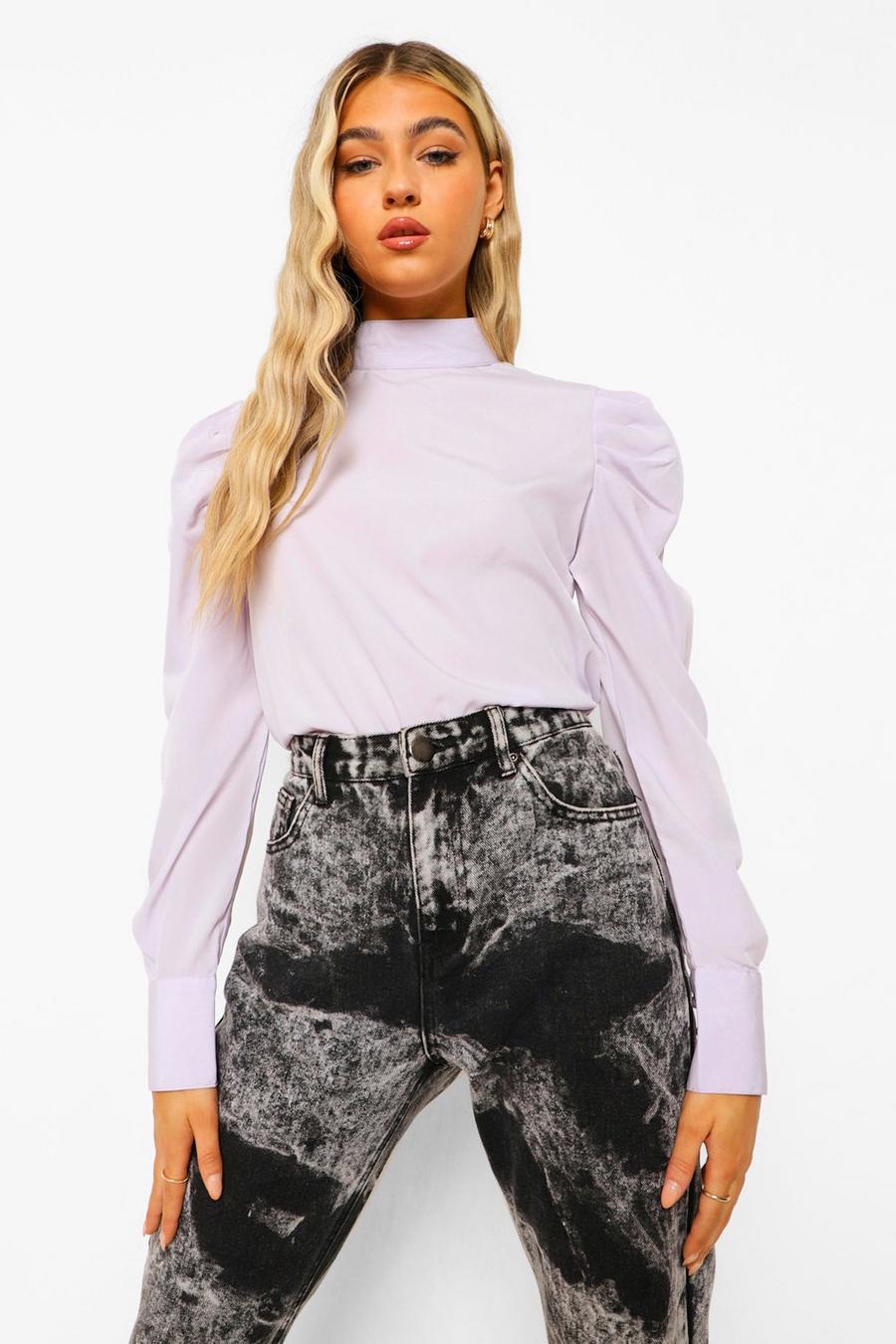 Lilac Tall Woven Puff Sleeve Blouse image number 1