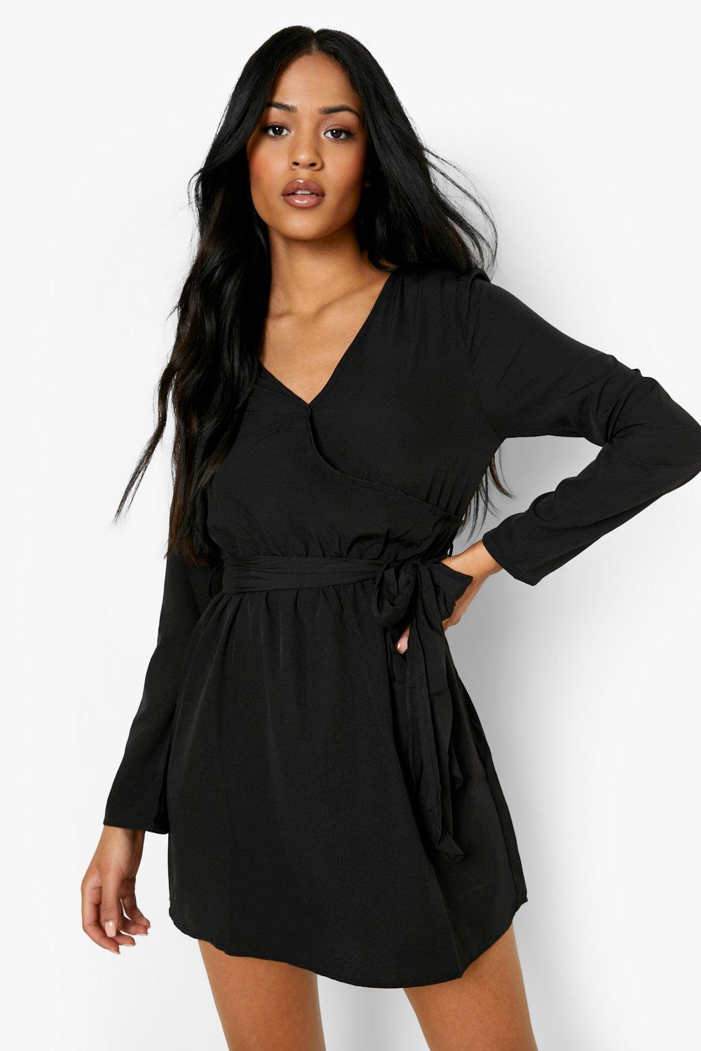 Tall Double Wrap Skater Dress | boohoo