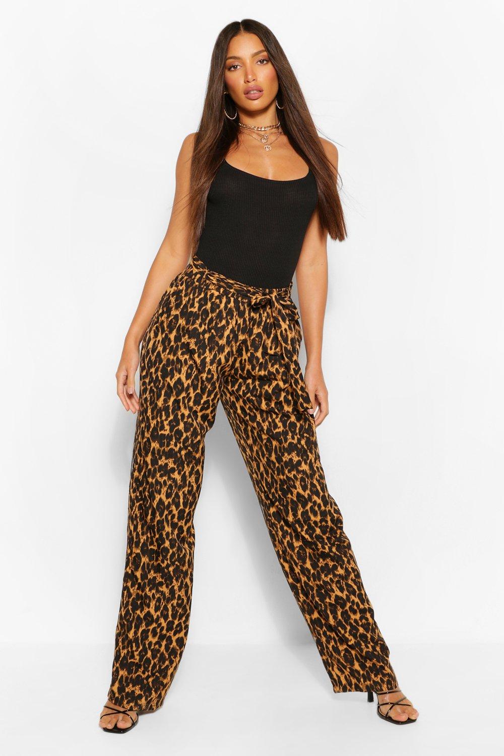 Boohoo leopard print trousers shop