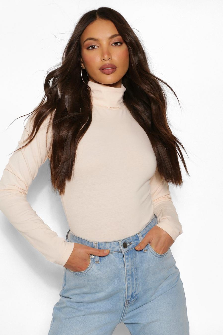 Rose Tall Basic Cotton Roll Neck Long Sleeve Bodysuit image number 1