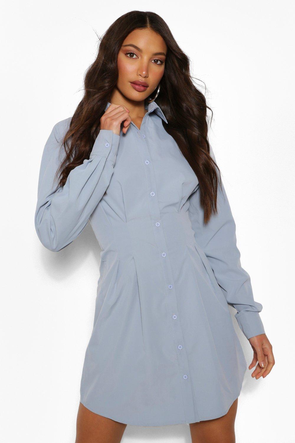 Tall Button Down Pleated Woven Shirt ...