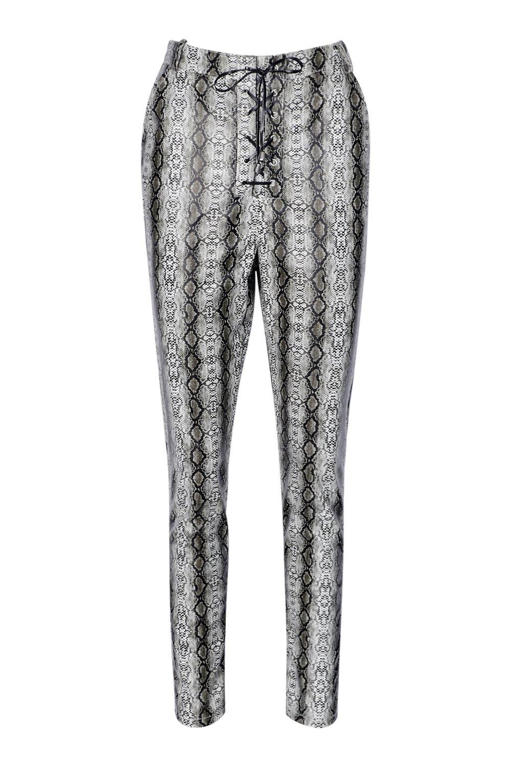 white snakeskin faux leather skinny trouser