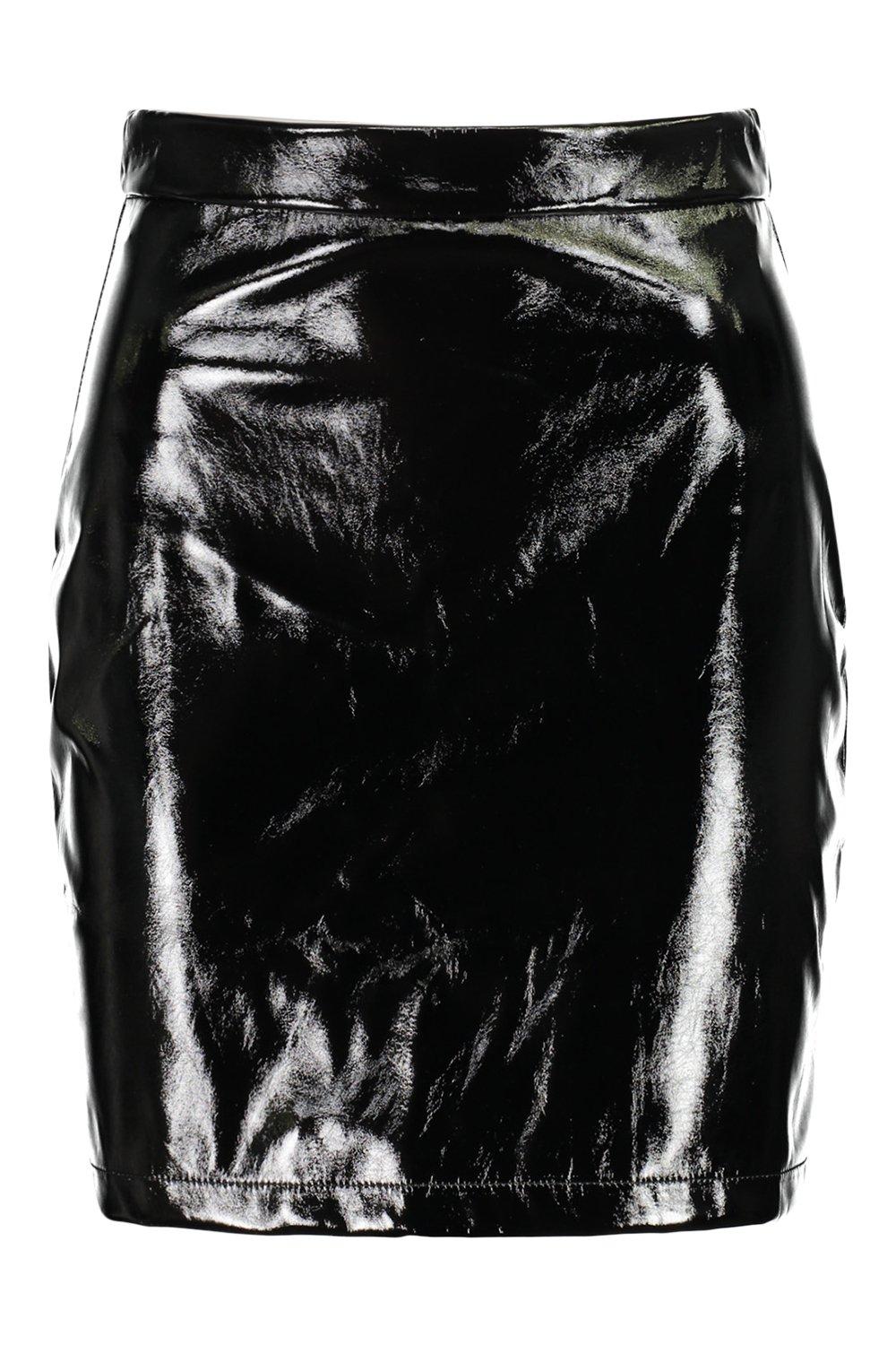 Black vinyl a line skirt sale