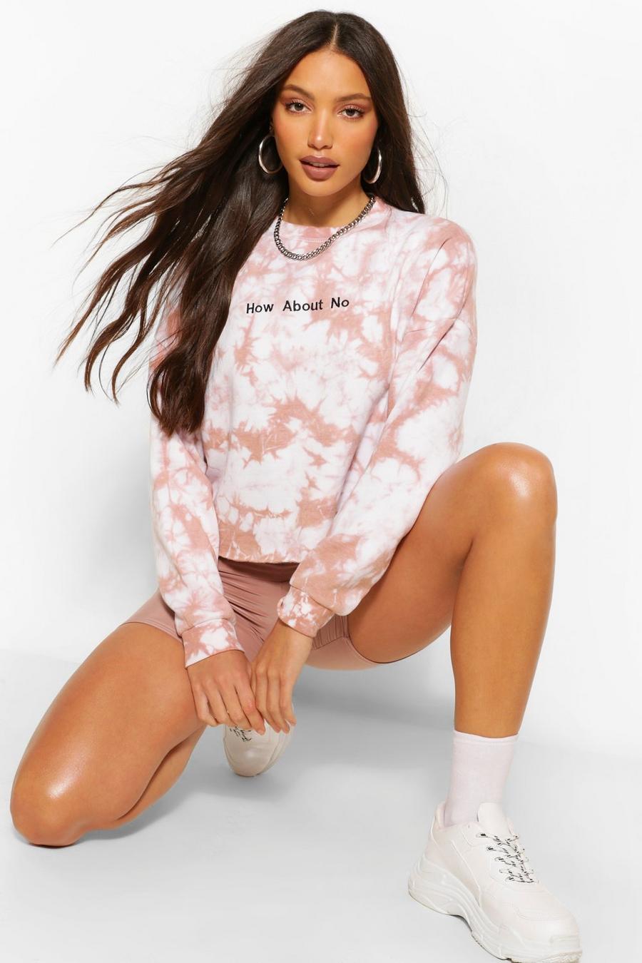 Tall Tie Dye 'How About No' Slogan Sweat Top image number 1