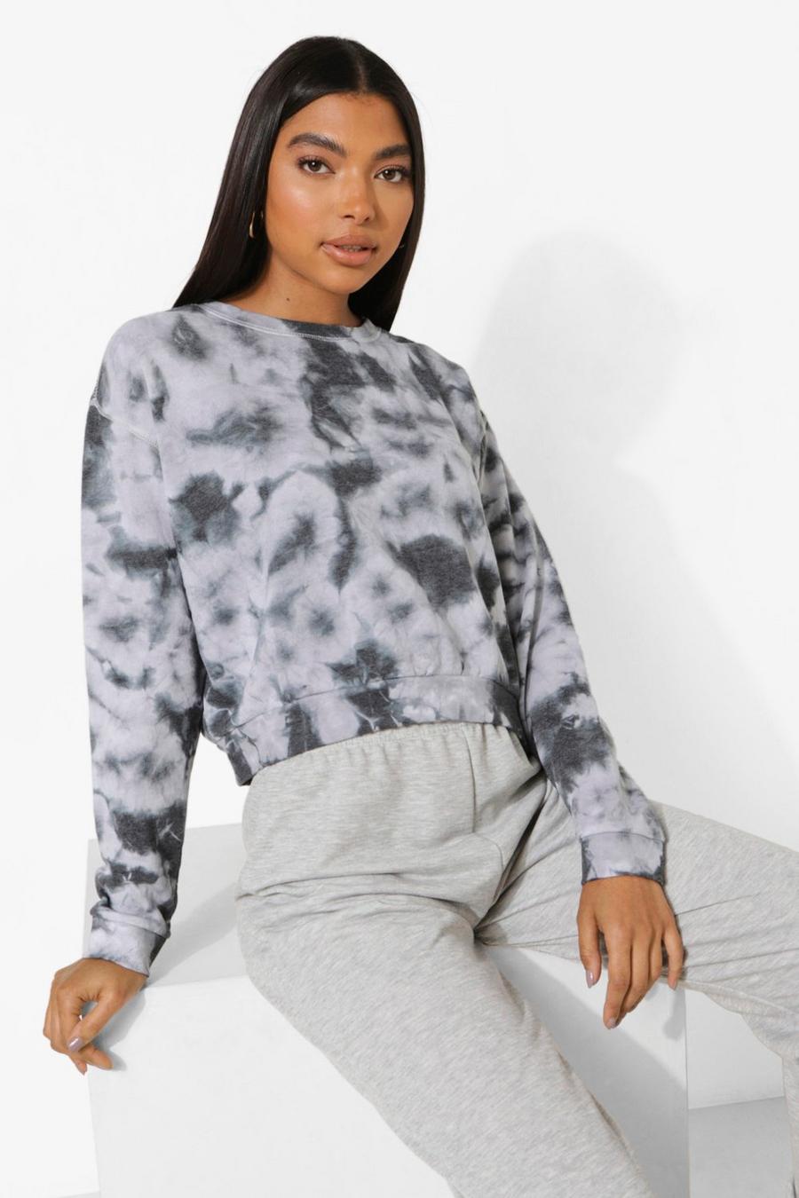 Black Tall Tie Dye Oversized Sweat Top image number 1
