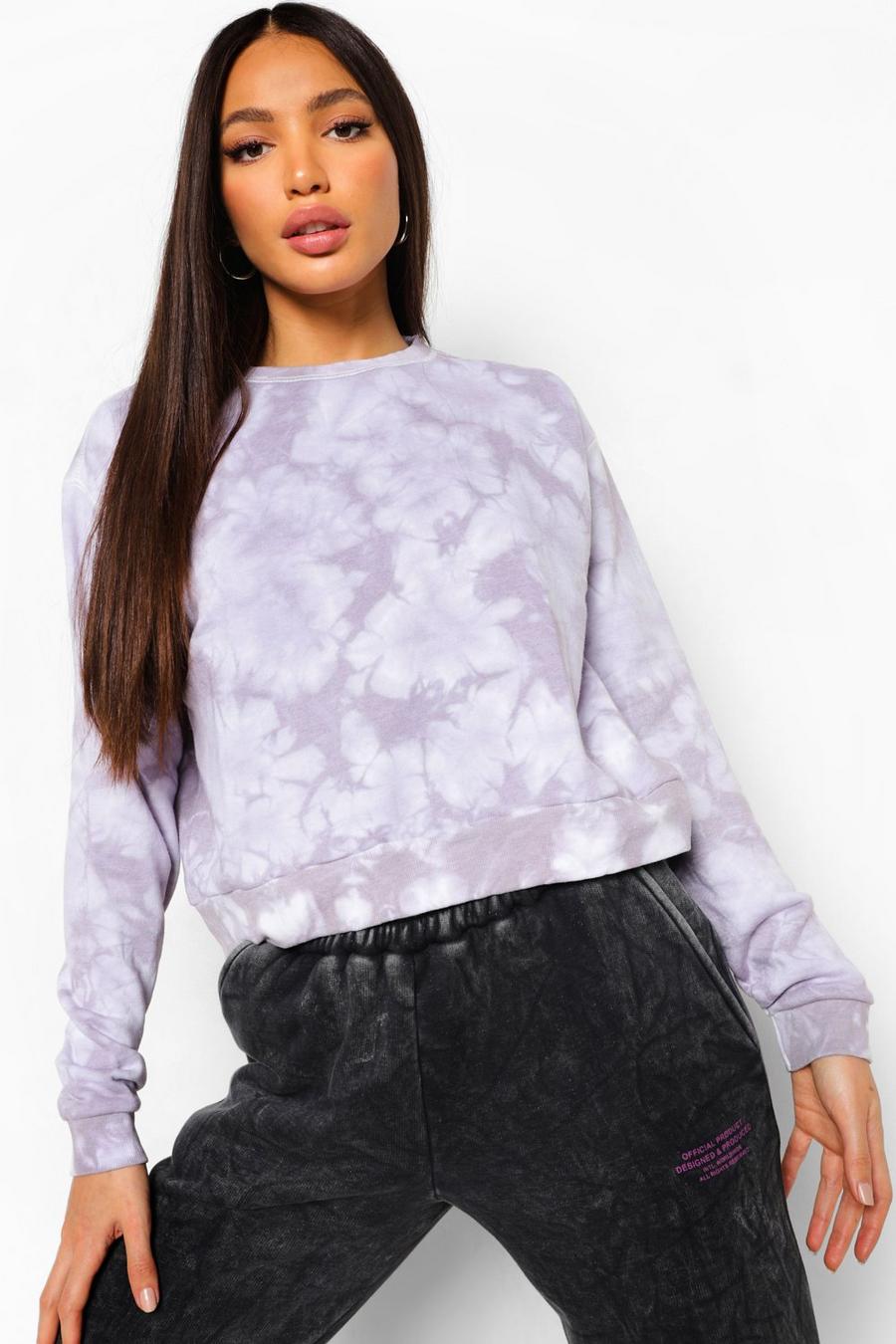 Tall - Sweat coupe oversize effet tie-dye, Lilas image number 1