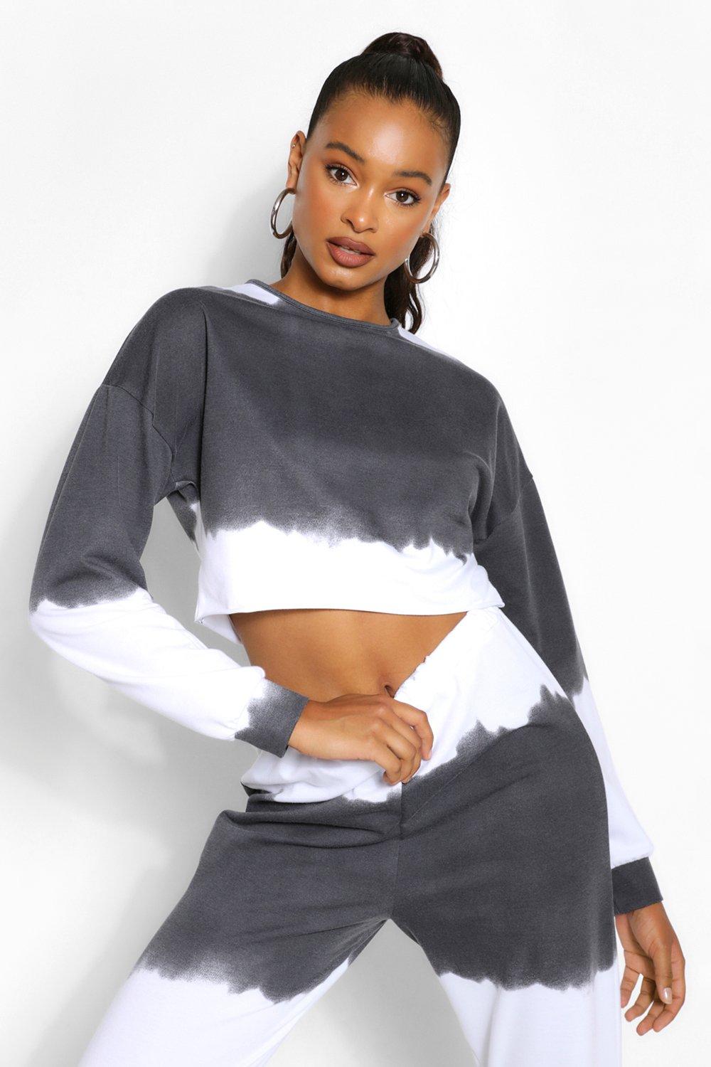 Tall Tie Dye Cropped Sweat Top boohoo NZ