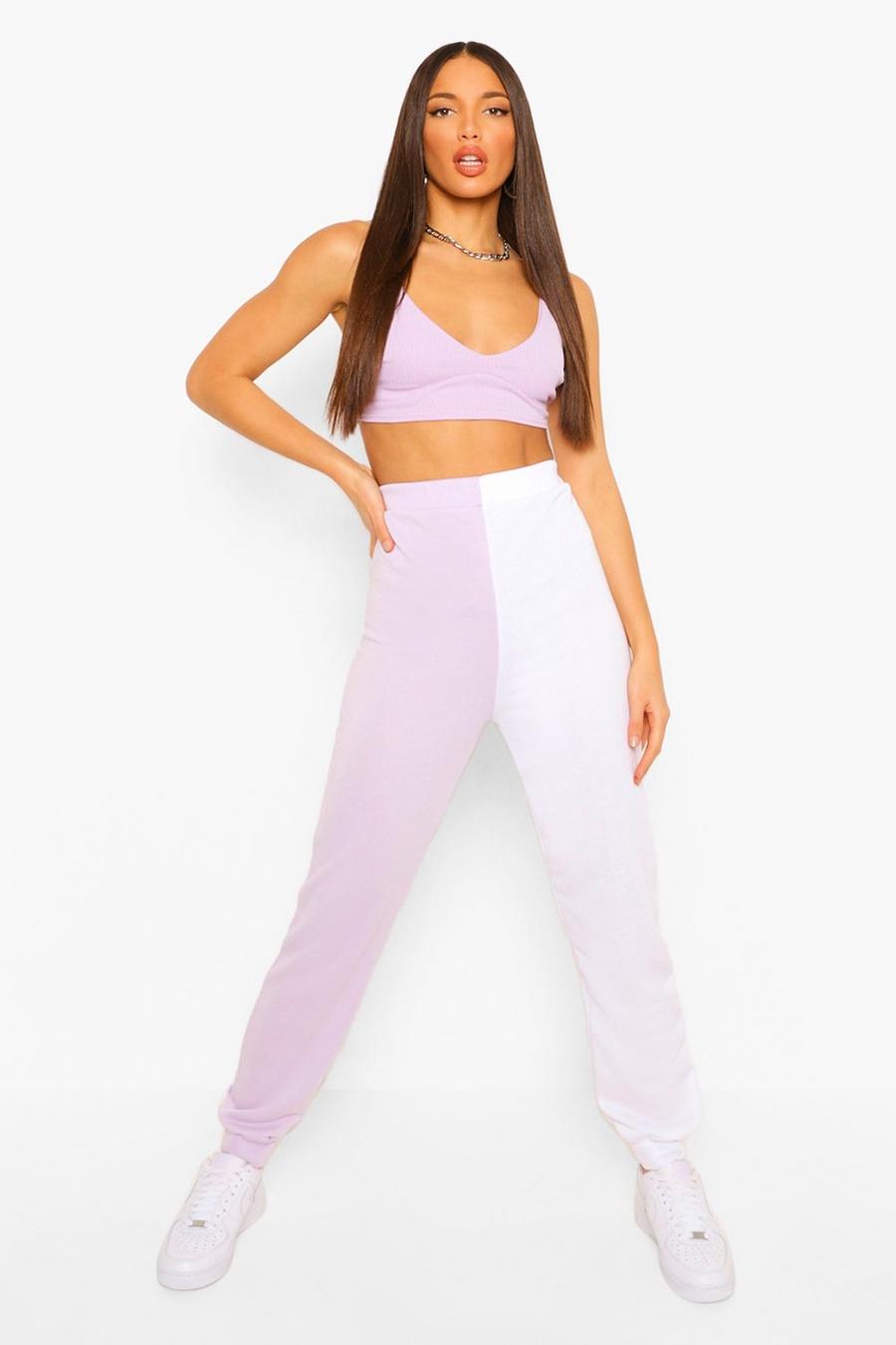 Lilac Tall Loopback Color Block Sweat Joggers image number 1