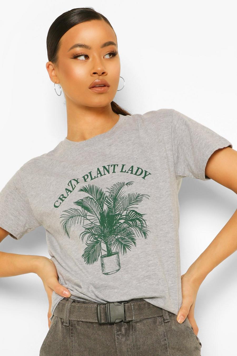 טישרט לנשים גבוהות עם כיתוב 'Crazy Plant Lady' image number 1