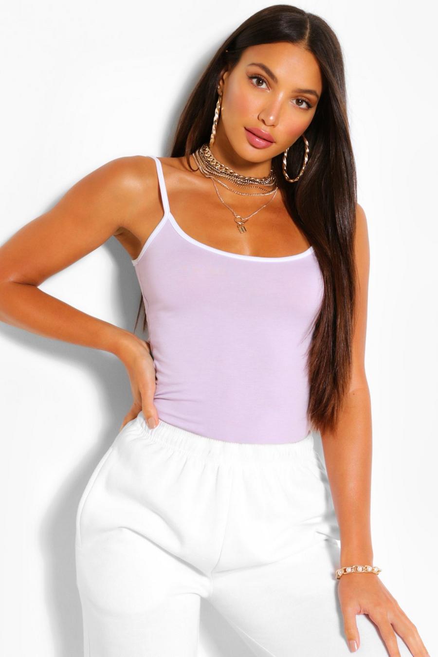 Lilac Tall Contrast Trim Tank Top Top image number 1