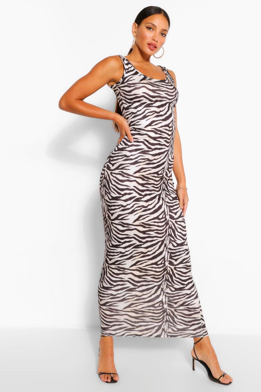 Black Tall Zebra Print Maxi Dress image number 1