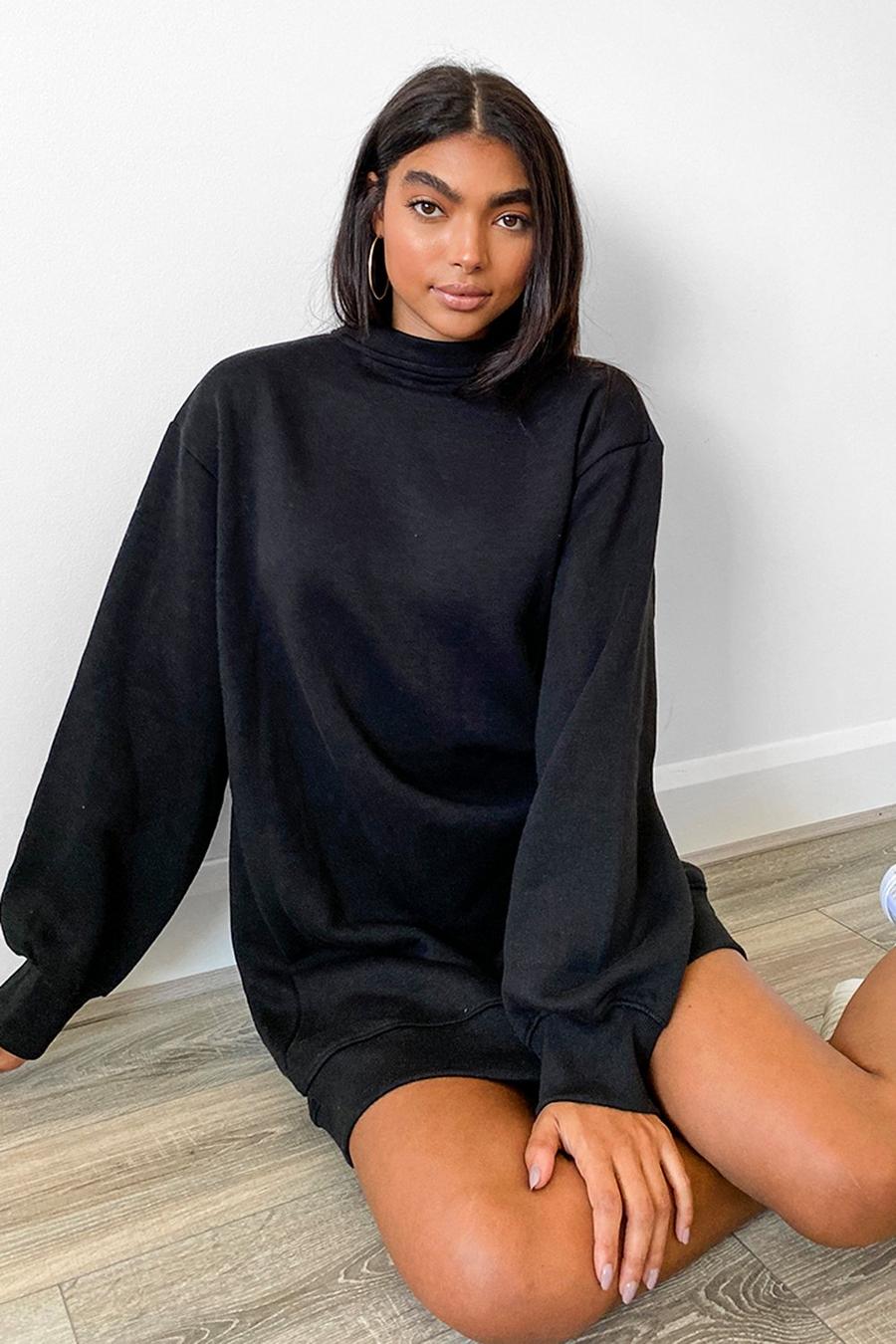 Black Tall - Sweatshirtklänning med öppen rygg och ballongärm image number 1