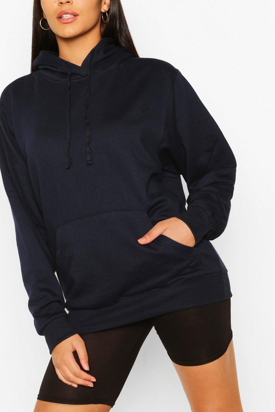 Tall - Basic marinblå hoodie image number 1