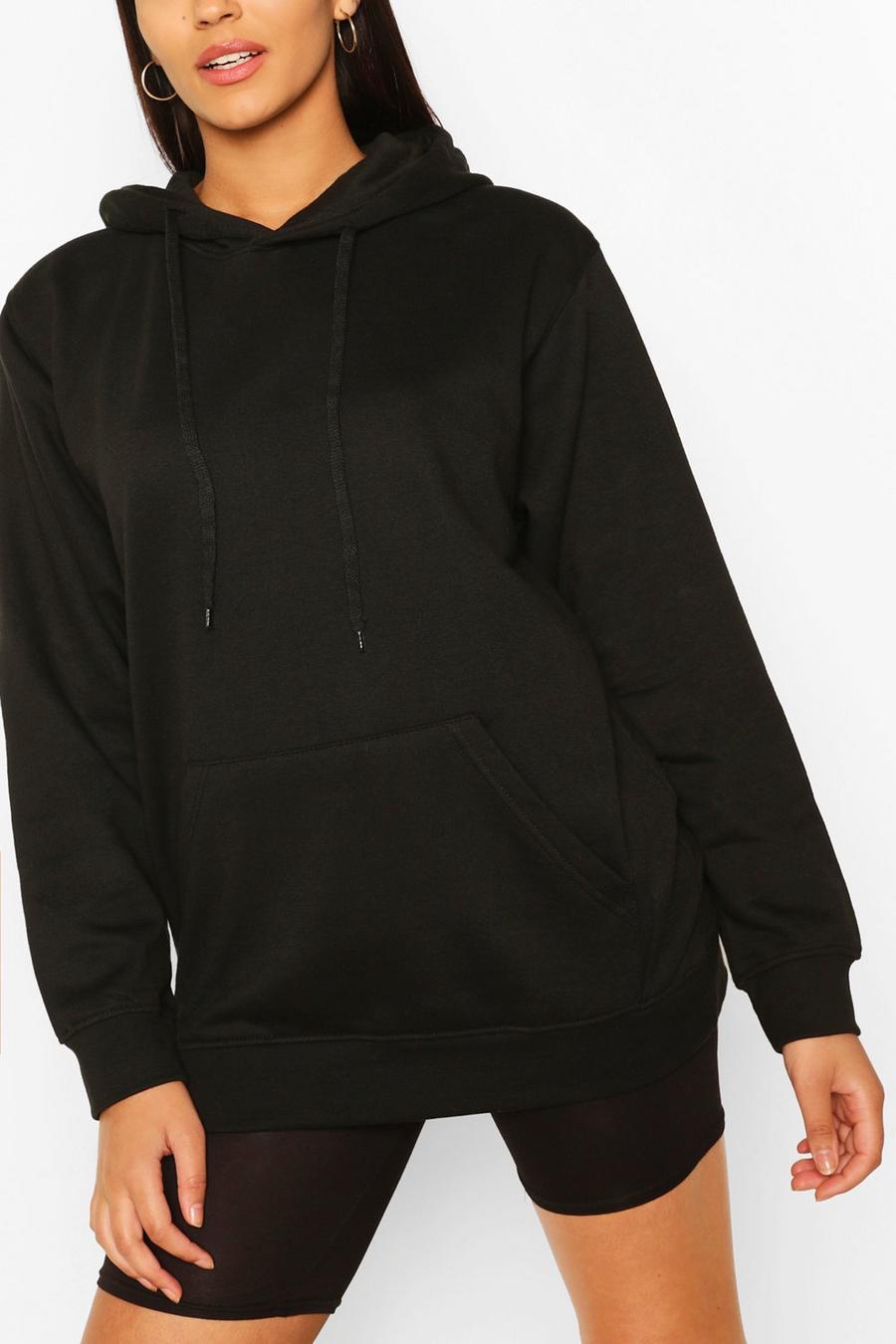 Zwart Lange zwarte basics hoodie image number 1