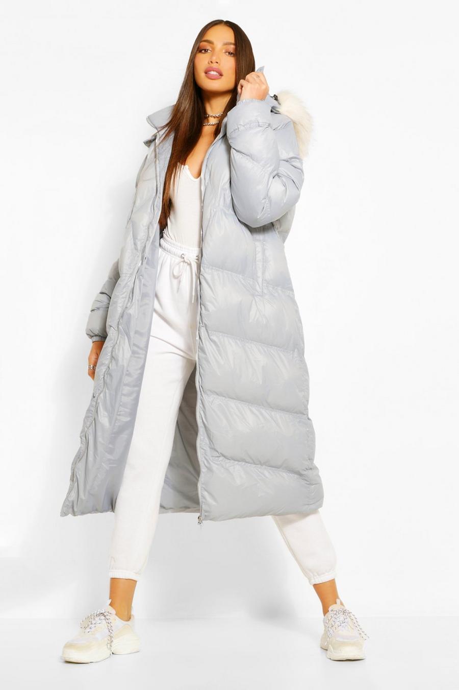 Tall Faux Fur Longline Puffer Coat image number 1