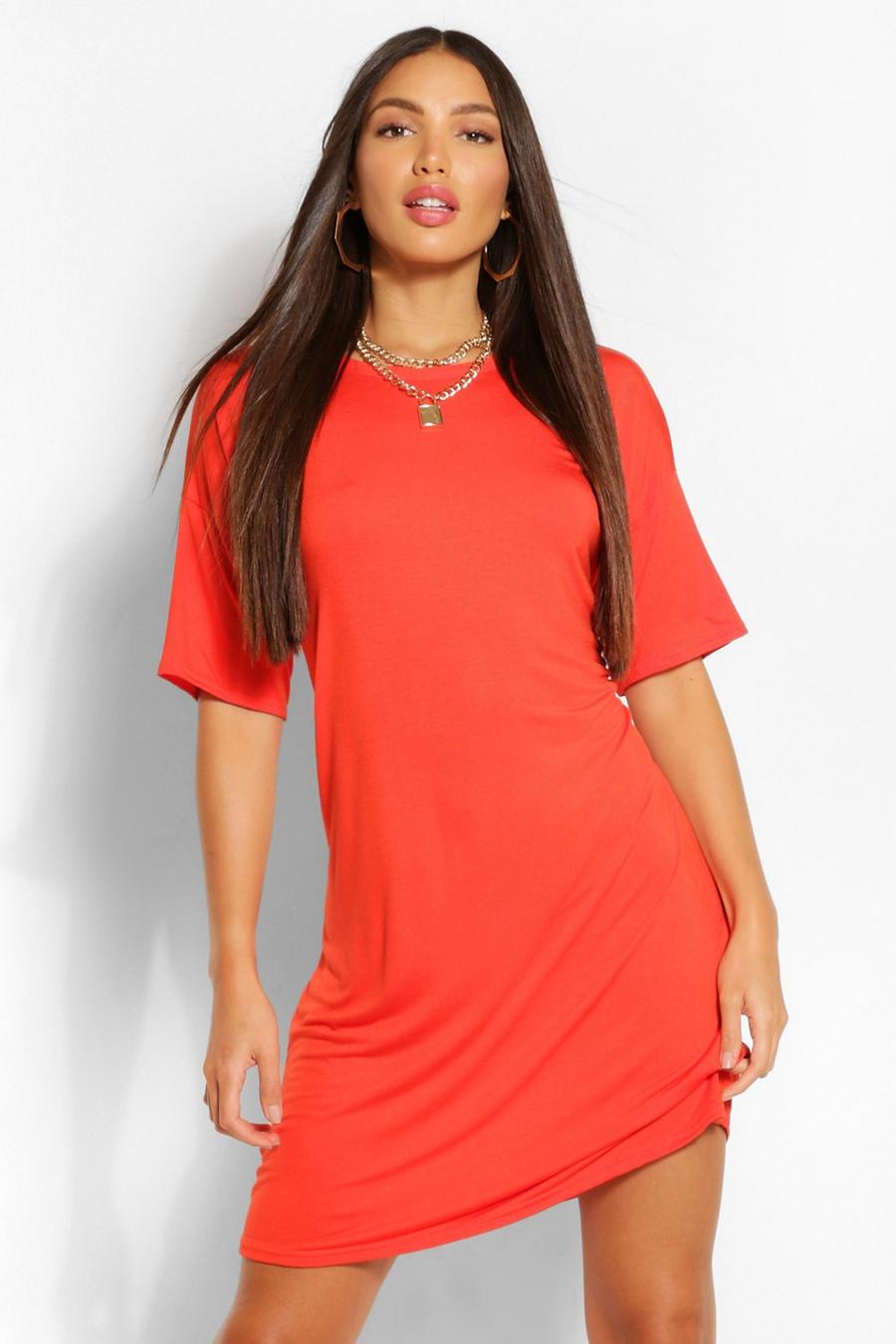 Orange Tall Plain T-Shirt Dress image number 1