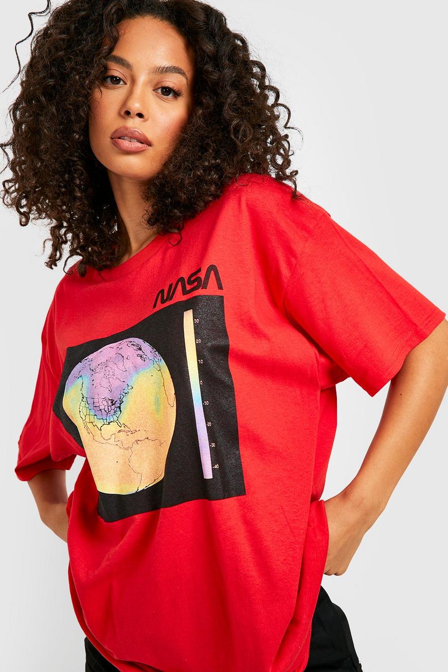 T-shirt Tall oversize ufficiale NASA con mappa calore, Red image number 1