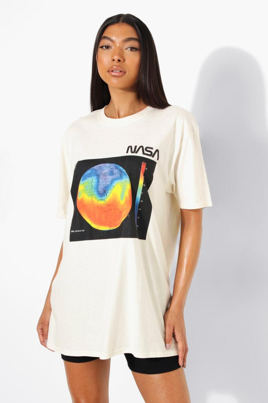 T-shirt Tall oversize ufficiale NASA con mappa calore, Stone image number 1