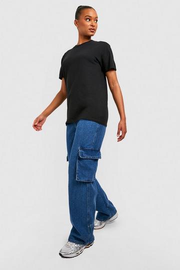 Black Tall Basic Plain Cotton T-Shirt