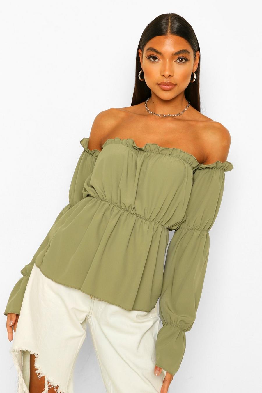 Sage Tall Off The Shoulder Puff Sleeve Top image number 1