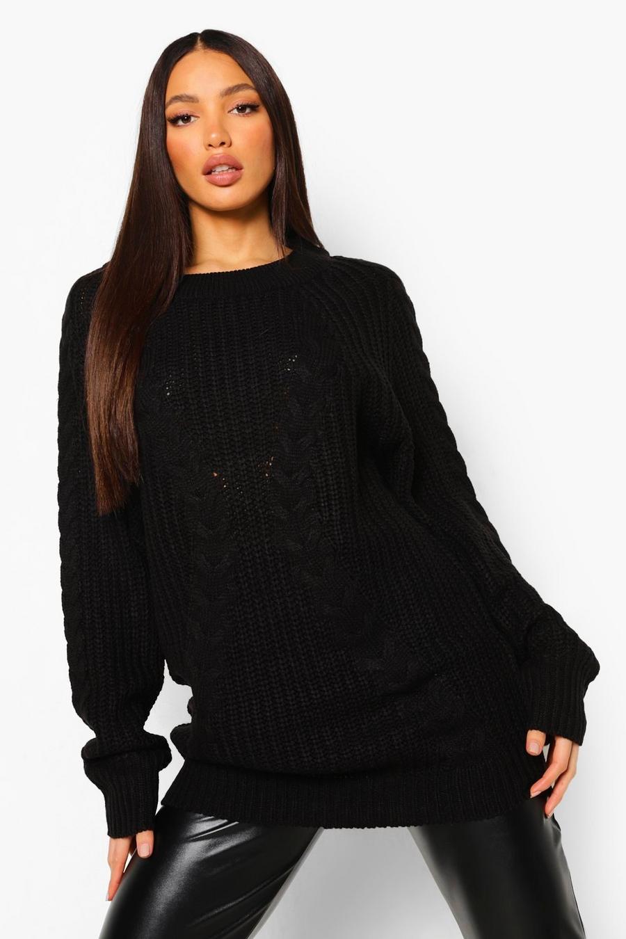 Black Tall Chunky Oversized Sweater image number 1