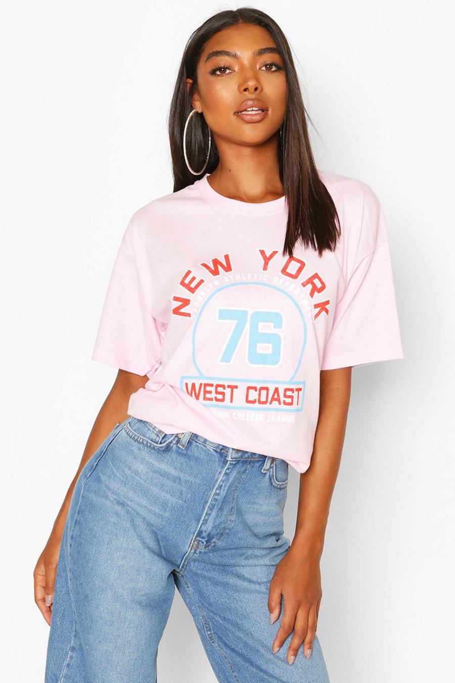 Tall T-Shirt in Übergröße mit „New York West Coast“-Print image number 1
