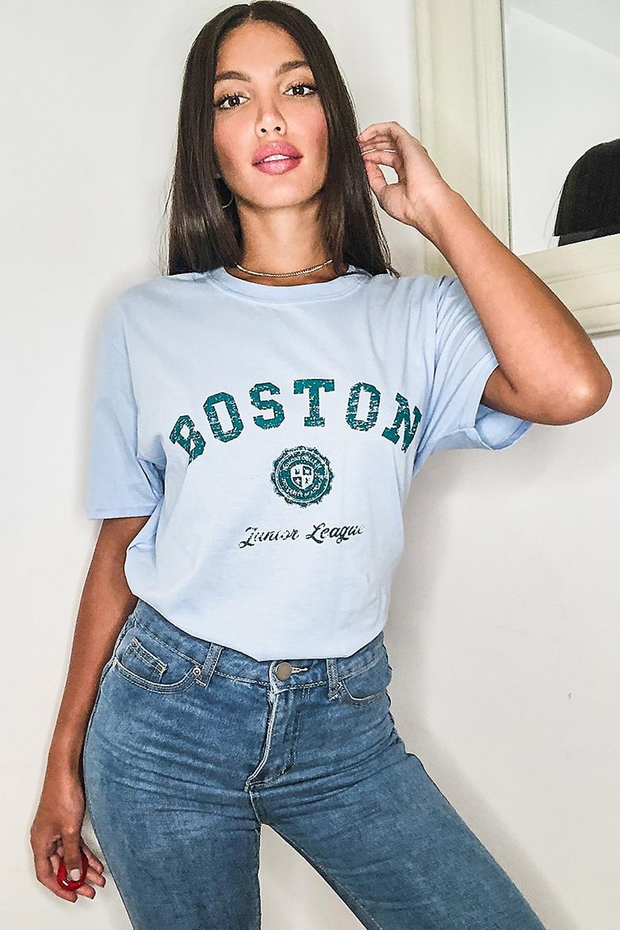 Tall T-Shirt in Übergröße mit „Boston“-Slogan image number 1