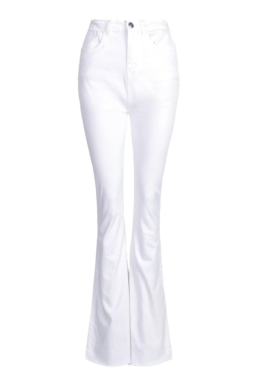 Tall White Denim Flared Jeans