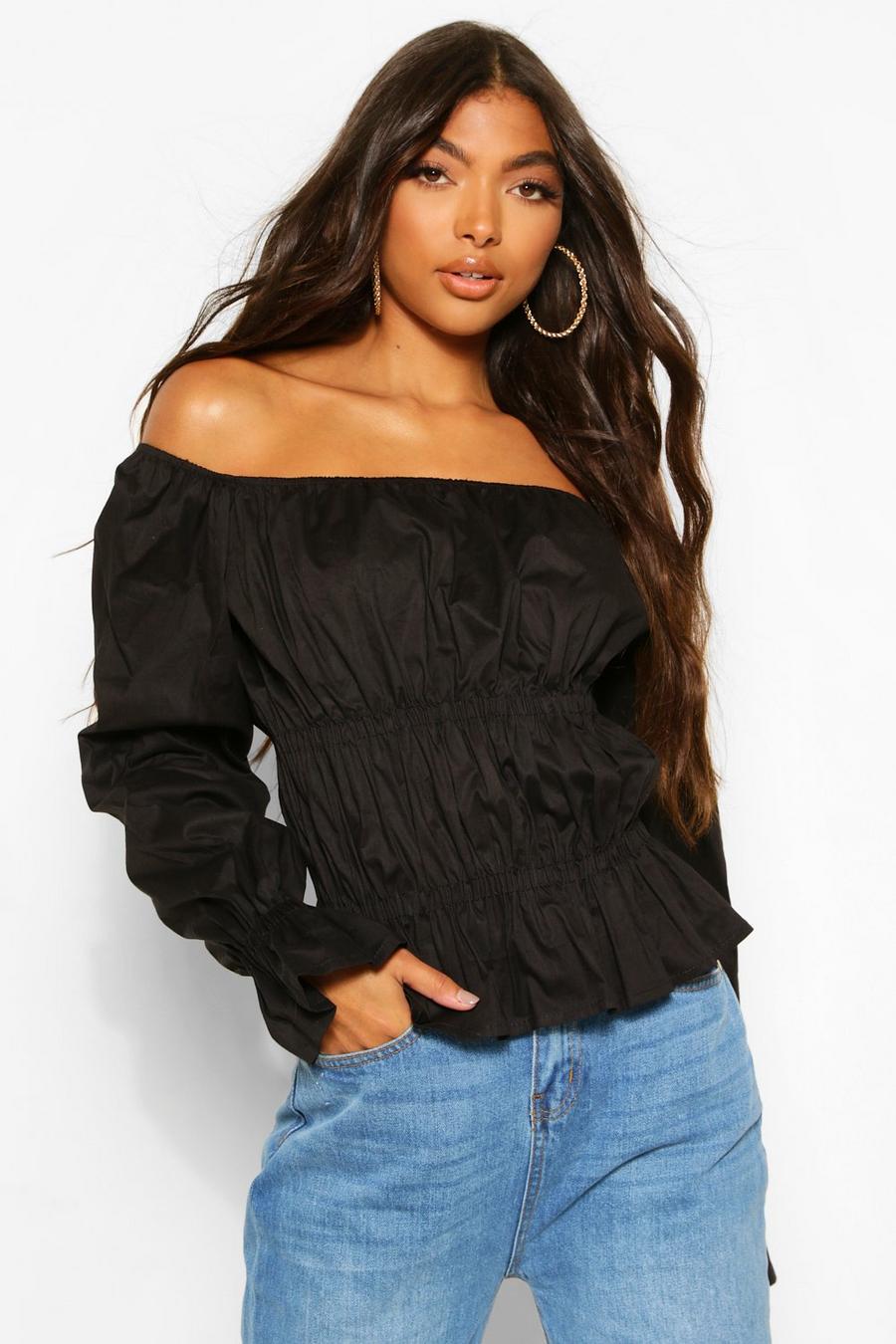 Tall Bardot Ruched Flare Sleeve Top image number 1