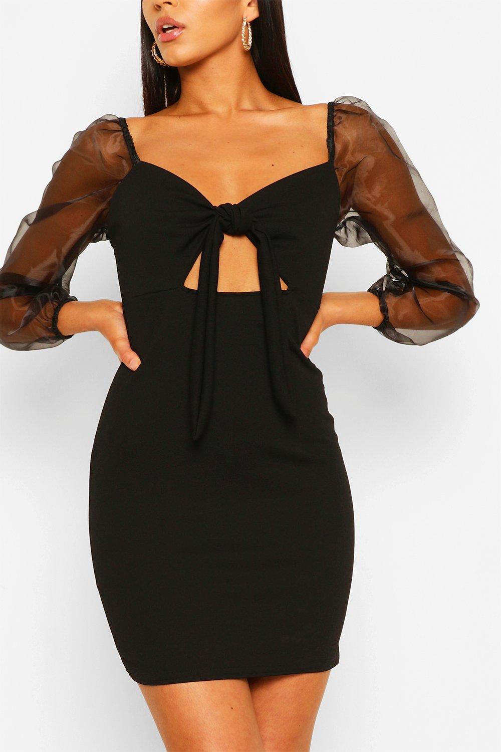 boohoo tie front dress