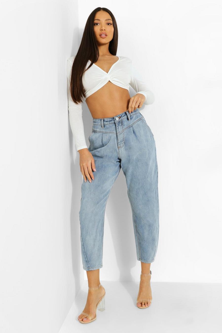 Light blue Tall Denim Tapered Mom Jeans image number 1