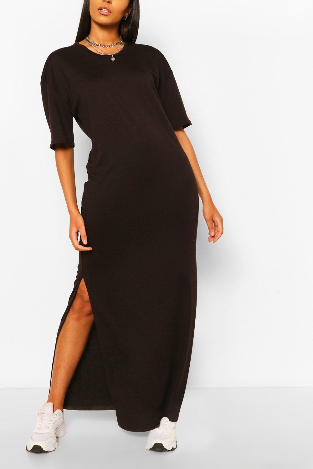 black t shirt dress maxi