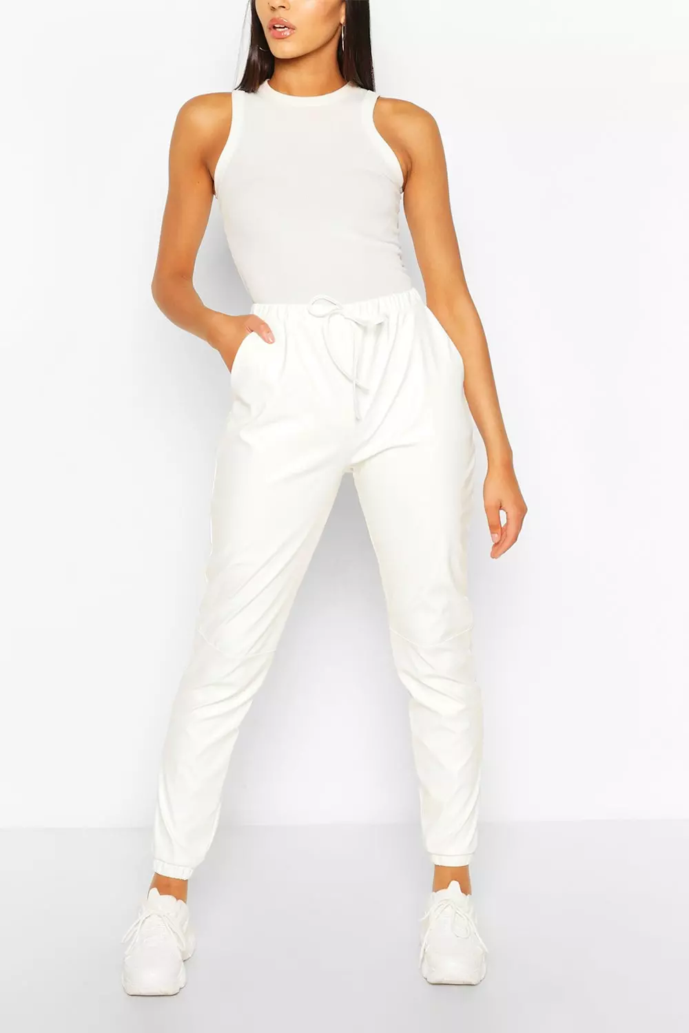 Tall faux leather online joggers