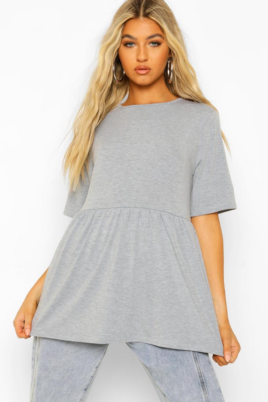 Grey Tall Jersey Knit Smock Top image number 1