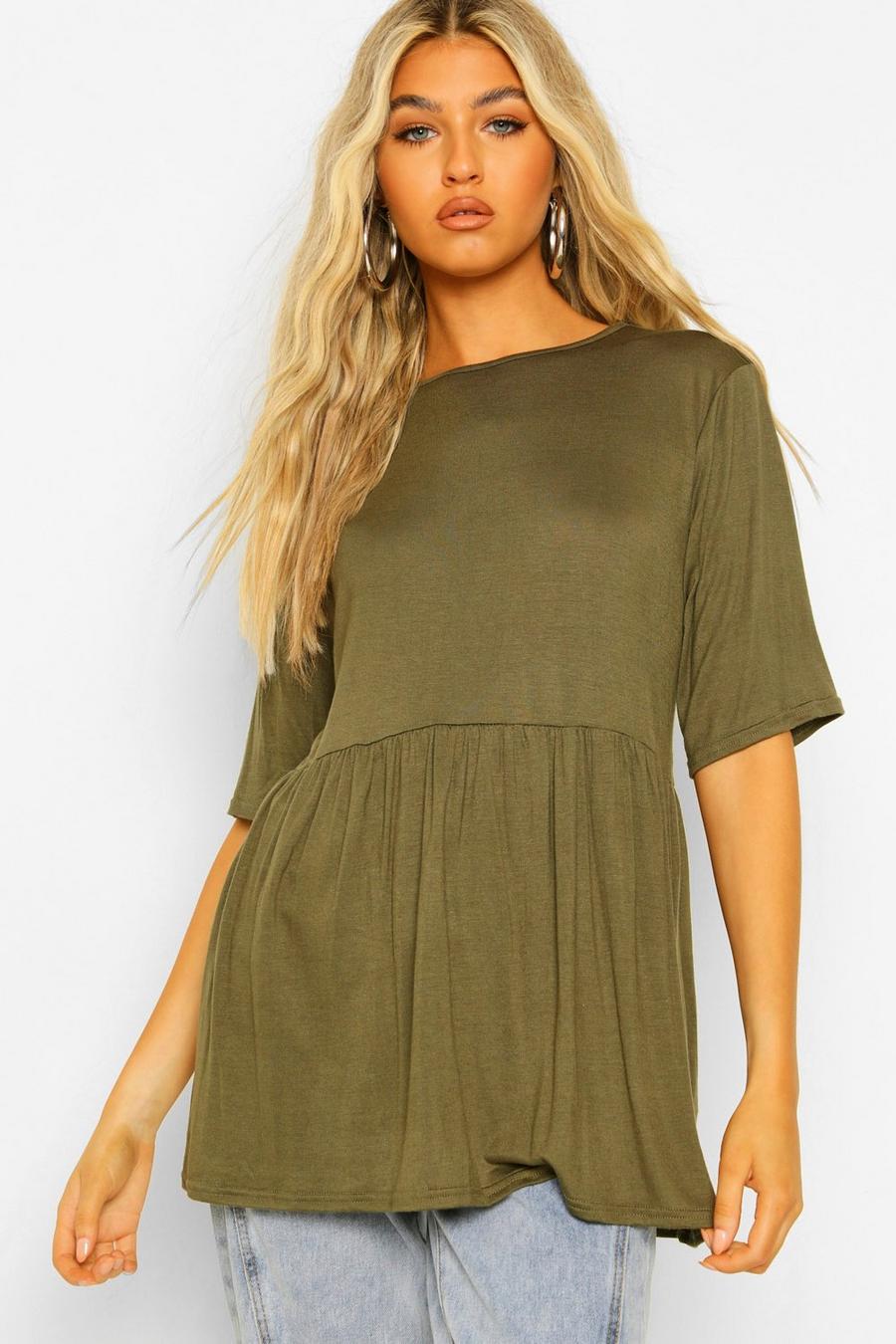 Khaki Tall Jersey Knit Smock Top image number 1