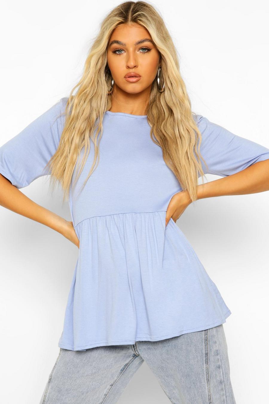Light blue Tall Jersey Knit Smock Top image number 1