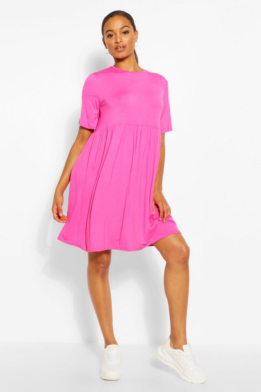 Pink Tall Jersey Knit Smock Dress image number 1