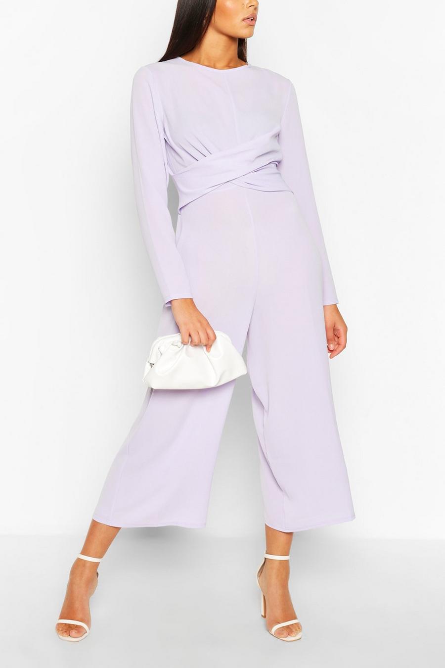 Lilac Tall Wrap Waist Culotte Jumpsuit image number 1