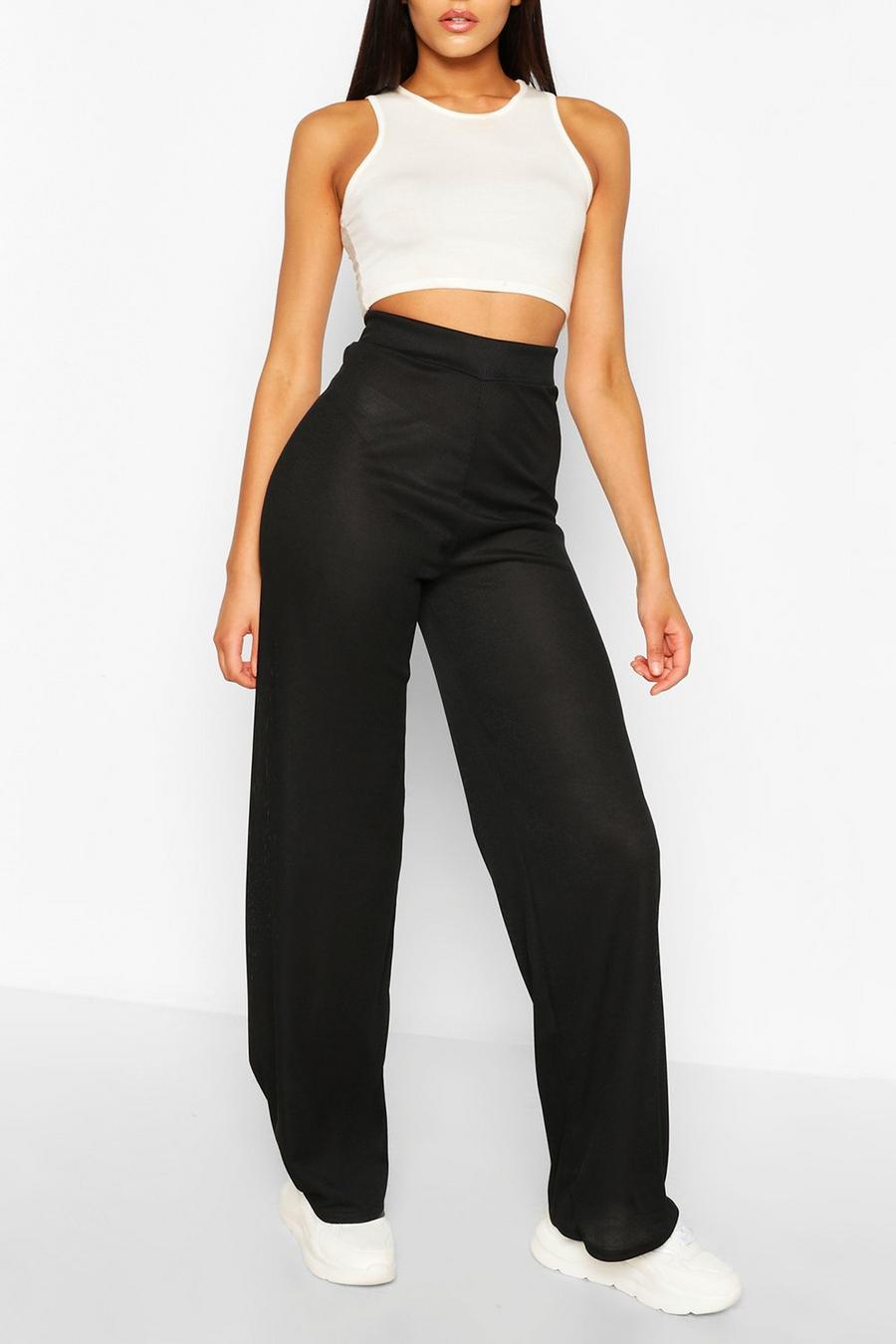 Tall Ribbed High Waist Flare Pants image number 1