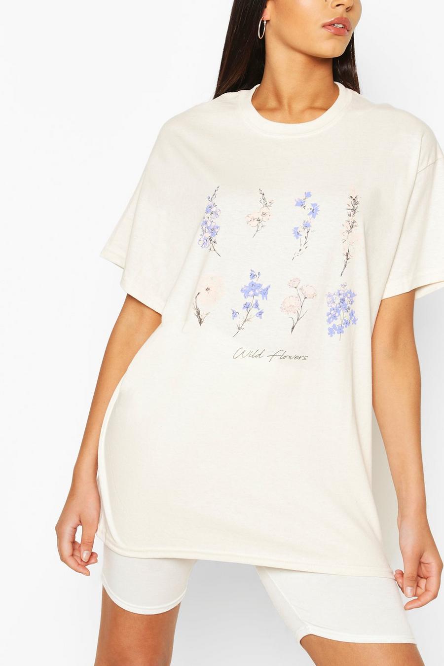 Tall T-shirt con slogan Flower, Viola image number 1