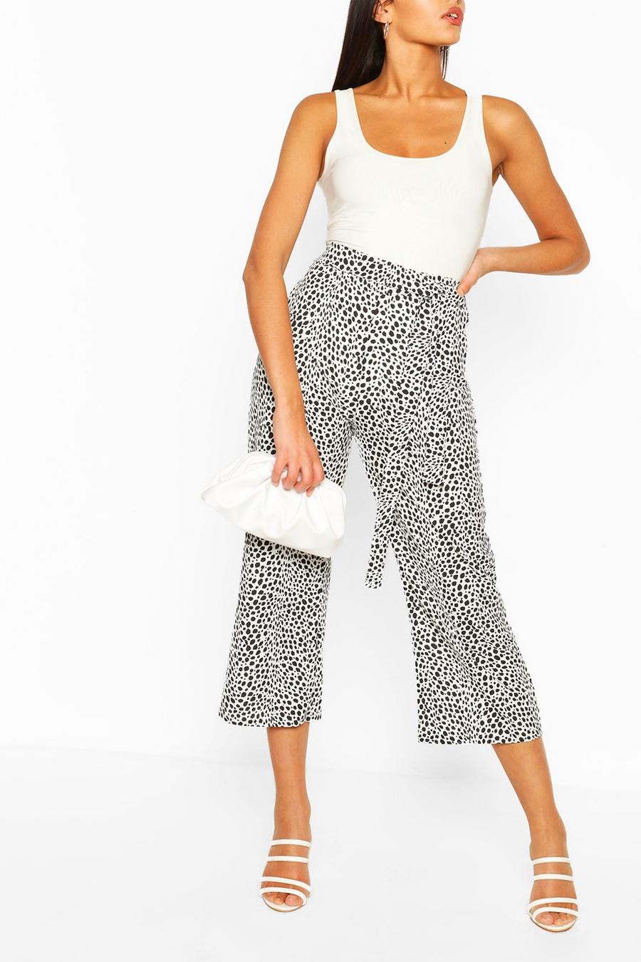 Wit Tall Geweven Luipaardprint Culottes image number 1