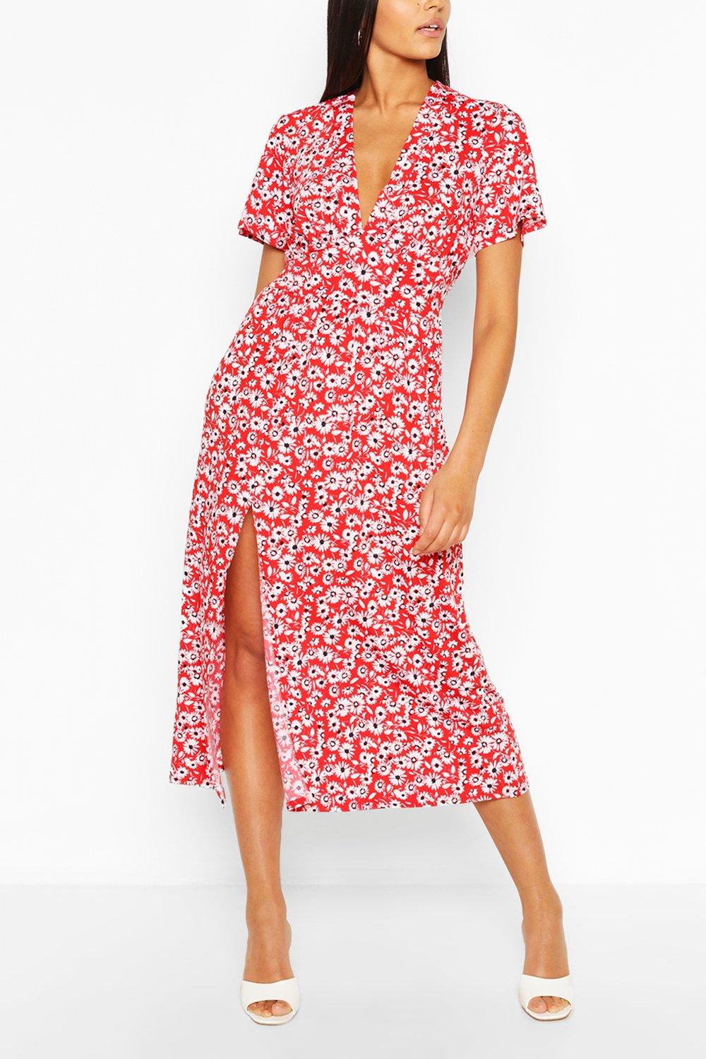 Floral midi hot sale dress uk