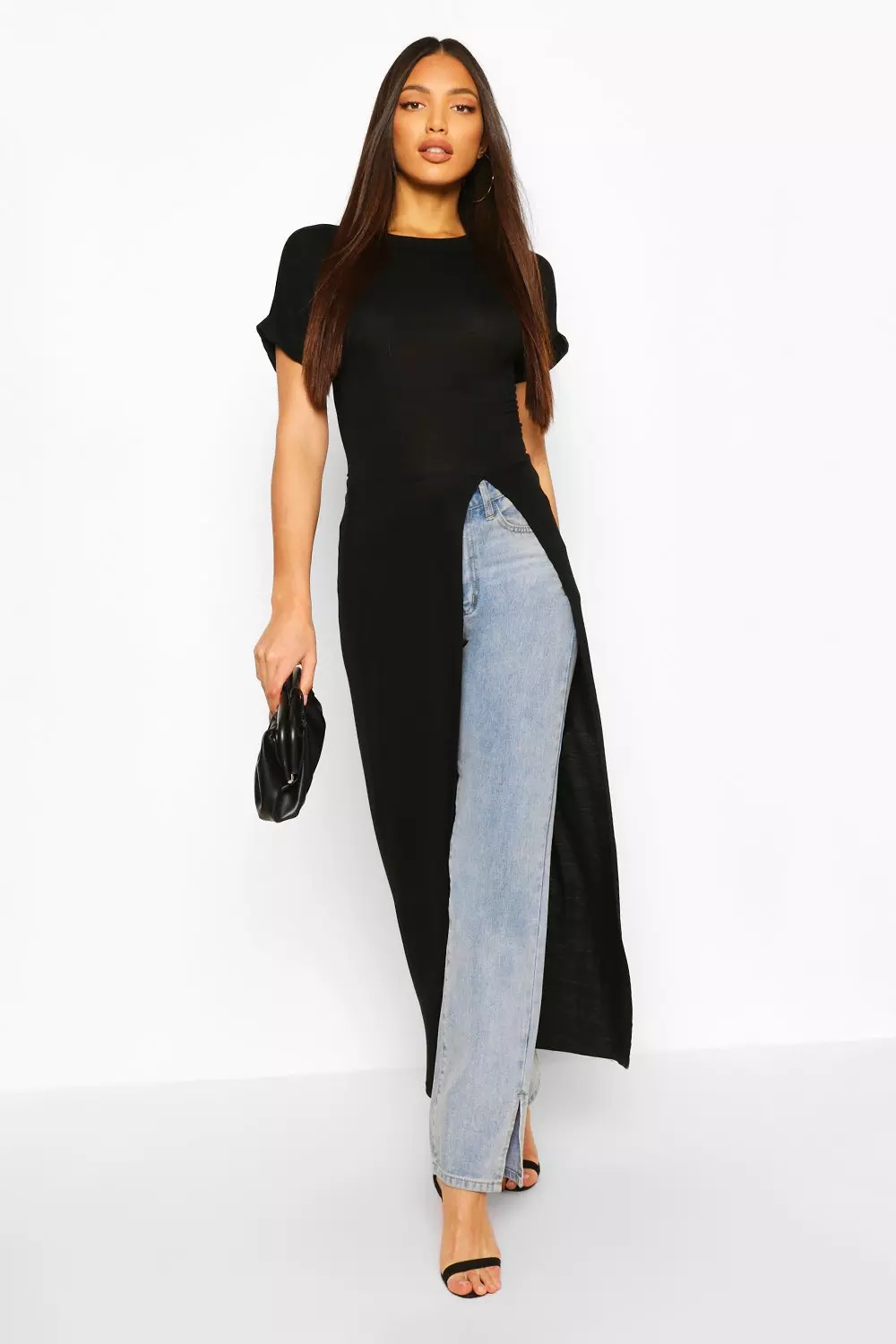 Black Tall Basic Jersey Maxi Split Top alternative image