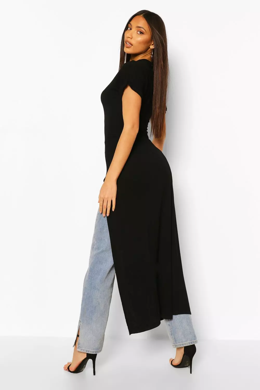 Black Tall Basic Jersey Maxi Split Top alternative image