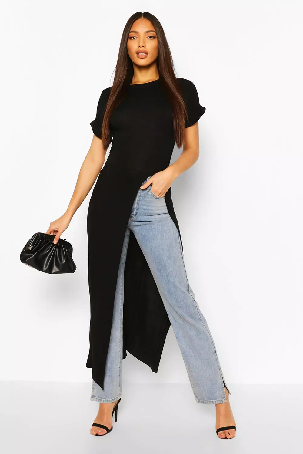 Black Tall Basic Jersey Maxi Split Top alternative image